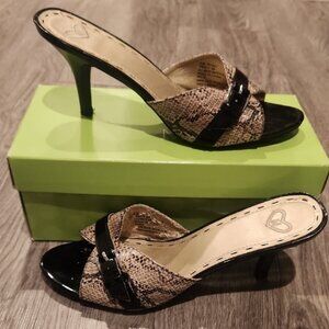 Elegant Black and Tan Snakeskin Women's Heels